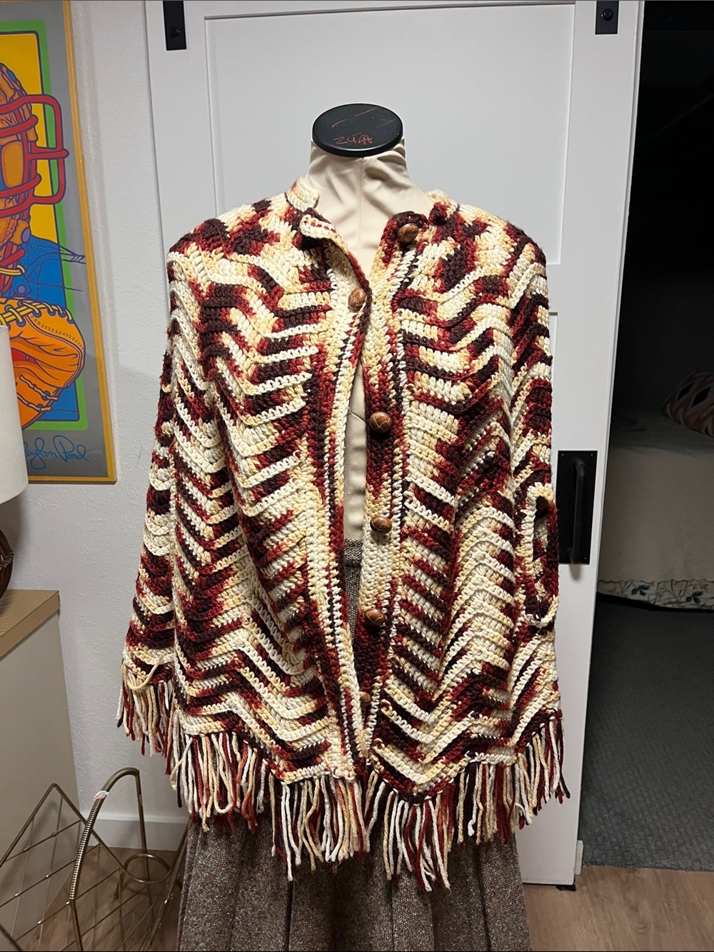 Vintage 70’s Handmade Shawl with Fringe